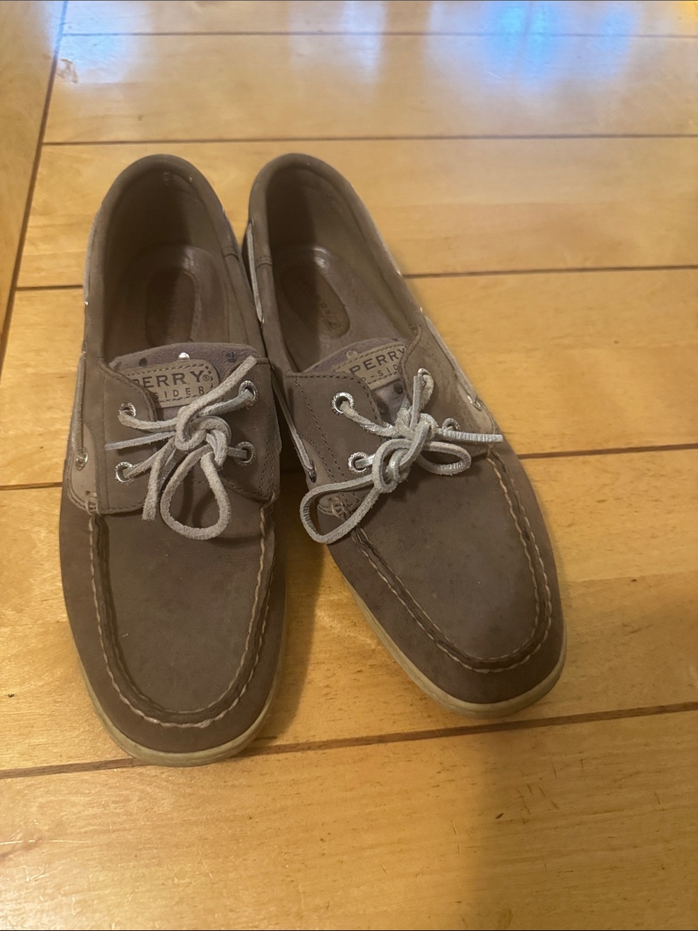 Sperry Taupe Suede Twin-Eye Boat Shoes for Women